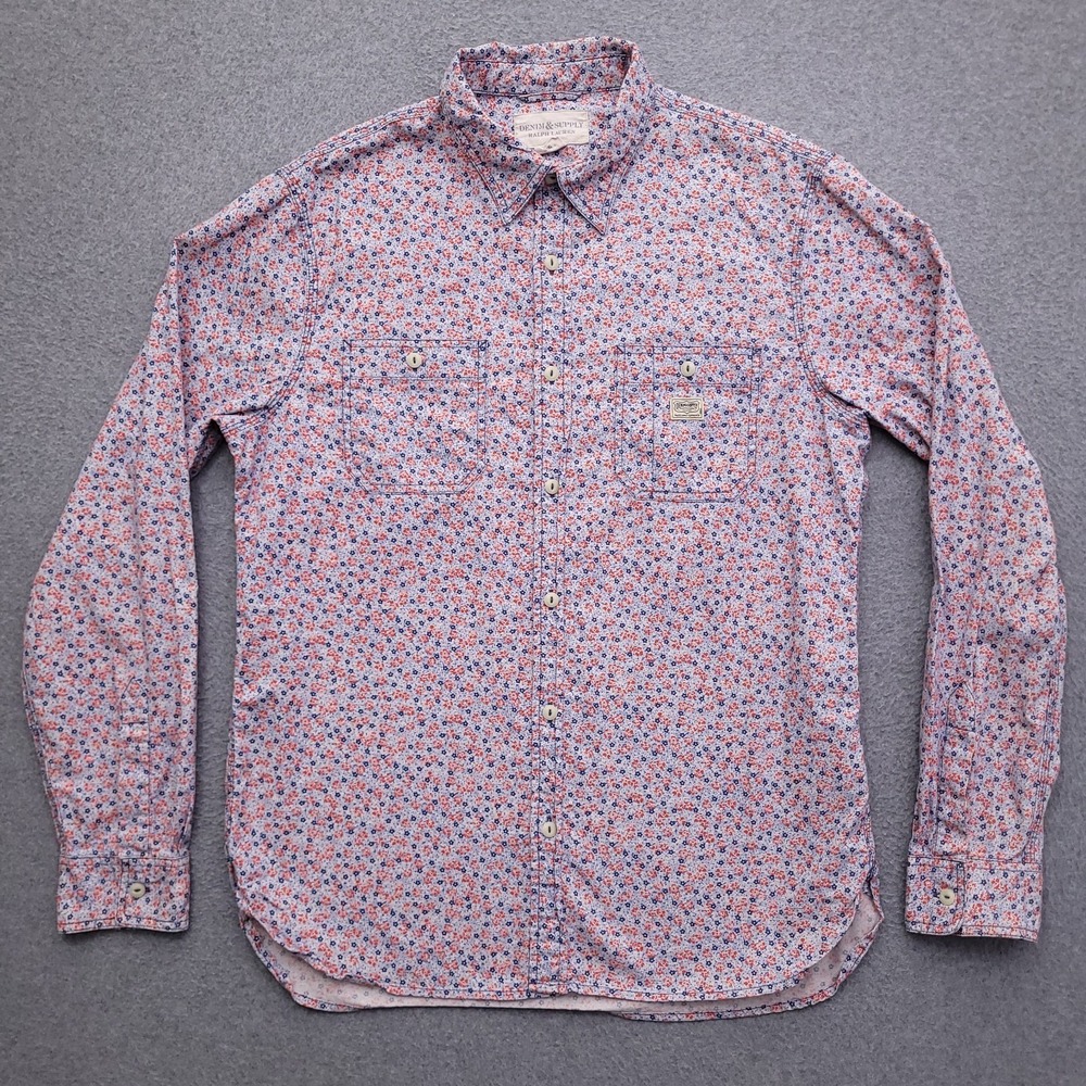 Denim & Supply Ralph Lauren Button Up Shirt Mens Large Floral Casual Poplin